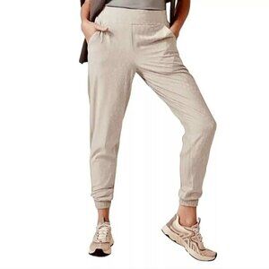 Athleta Brooklyn Textured Joggers Cream Animal Tone On Tone Print Size 8